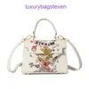 Hremms Kelyys Designer Totes Handbags Cute Small Bag for Women 2024 New Fashion Versatile Cartoon Graffiti Bear Shoulder Girls Western Style Have Real Logo