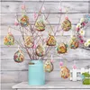 Décoration de fête 12pcs Pâques dessin animé carton suspendu étiquette oeuf mignon poussin arbre pendentif joyeux décor pour la maison