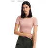 T-shirt à manches courtes pour femmes, haut d'été à nombril ouvert, avec coussin de poitrine, soutien-gorge, dos creux, sport de loisirs en plein air