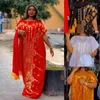 プラスサイズのドレス秋のファッションサテンプリントドレスアフリカン女性ラウンドネック半袖ローブカジュアルルーズフィット