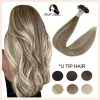 Extensions Full Shine Fusion U TIP Human Hair Extension Balayage Color Keratin Lim Pärlor Förnödda mänskliga hårförlängningar 50G Machine Remy
