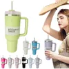 1pcs New H2.0 40oz Quencher Stainless Steel Tumblers Cups With Silicone Handle Lid and Straw 2nd Generation Car Mugs Vacuum Insulated Water Bottles with 1:1 LOGO