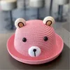 Pêcheur mignon polyvalent à la mode adapté à la tresse d'herbe pour les garçons et les filles chapeau de paille respirant vacances plage jouer visière petit ours casquettes pour enfants