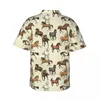 Chemises décontractées pour hommes Chemise hawaïenne Plage Coucher de soleil Cheval Blouses Cool Animal Print Tendance Homme Manches courtes Y2K Street Tops