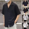 Camicie casual da uomo Camicia ampia da uomo a righe con scollo a V da lavoro con colletto rovesciato maniche corte traspirante comoda per il formale