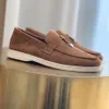 Lyxdesigner kontorsskor kvinnor män mocka loafers casual läder lägenheter sommarpromenad metalllås slipon sko