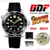 GDF Diver 300M Miyota 8215 automatisch herenhorloge 42 mm 007 50e zwarte getextureerde wijzerplaat zwart rubber 210 22 42 20 01 004 nieuwe Puretime B2287s