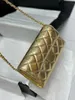 Bolsa de luxo feminina carteira titulares de cartão designer de pele de carneiro corrente de ouro bolsa de ombro com zíper bolsa de moeda caviar granular padrão titular de cartão diamante CC saco