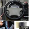 Steering Wheel Covers Ers Black Drive Truck Pu Leather With Needles And Thread Fit 38Cm Car Er Protector Red Drop Delivery Automobiles Ottlu