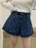 Kvinnors shorts Hög midja Sexig tryckt jeans Kvinnor Summer Beach Loose Casual Pocket Fashion Denim Y2K Girls Streetwear