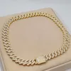 Hot Selling Hip Hop Jewelry Iced Out 15mm Bredd Två rader Sier Gold Plated Miami VVS Moissanite Diamond Cuban Chain