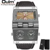 Watches oulm 9525 Big Unique Design Male Watch Three Time Zone Unique Men's Military Watches Punk Style Leather Strap Wristwatch