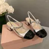 Scarpe eleganti 2024 Sandali estivi Moda Punta tonda Donna Concise Mary Janes Pearl Decor Sapato Feminino Taglia 35-40