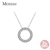 Necklaces Modian Classic Circle Sparkling CZ Stud Earrings 925 Sterling Silver Heart Romanti Jewelry Sets For Women Fine Necklace Pendant