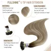 Extensions Full Shine Fusion U Tip Human Hair Extension Balayage Color Keratin Glue Beads Prebonded Human Hair Extensiones 50g Machine Remy