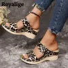 Sandali sandali da donna leopardo leopardo piattaforma di tallone zeppe per le donne motivi di serpente sbirciati da donna con calzature romane casual