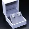 Dropshipping Moda 5mm-8mm Orecchini in argento sterling 925 Vvs Moissanite con diamante Vite posteriore ghiacciato Orecchini a forma di zucchero