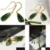 Outros acessórios de moda natural um jade jasper brincos mulheres estilo nacional elegante entrega longa otspv