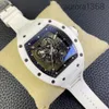 Montre femme RM montre-bracelet montre-bracelet RM055 machines 49.9*42.7mm creux mode poignet en céramique blanche RM055