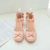 Sandals Summer Lolita Sandals Women Elegant Sweet Pink Comfortable High Heels Students Casual Shoes Girls Dance Princess Cosplay Party