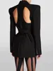 Costumes pour femmes LJHLJX Blazers minimalistes pour femmes col cranté à manches longues évider Pathwork cordon Blazer mode féminine AH335