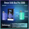 Original Breze Stiik Box Pro 5000 Puffs Disposable Vape Wholesale E Cigarette 2% 5% Strength Rechargeable 850mAh 12ml Pre-filled Pod Cartridges Mesh Pen