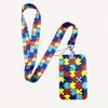 30 set di cordino per pezzo di puzzle autistico con porta badge identificativo per la consapevolezza dell'autismo, portachiavi con supporto identificativo verticale e custodia identificativa con cerniera, ideale per insegnanti e infermieri