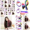 Clip In/On Hair Extensions New Straight Colored Colorf Clipin On In Extension Womens Random Color Purple Red 9840672 Drop Delivery Pro Dhqte