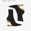 Stövlar Nya banor Skor Pointy-formad häl Tiger-Tooth Ankle Boots Womens Fashion Bootswomens Ankel Boots Q240321