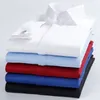 Качественные французские запонки из 100% хлопка, однотонные мужские классические рубашки со скрытыми пуговицами, формальные стандартные рубашки с длинными рукавами и французскими манжетами 240320
