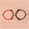 Pulseras de encanto 2 unids magnético de acero inoxidable dinosaurio colgante corazón pareja amante amigo hombres mujeres trenza cuerda brazalete gota entrega judío ot5my