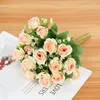 Dekorativa blommor konstgjorda rosblomma 12heads Silk Fake Wedding Bridal Bouquet Plant for Living Room Home Garen Decor Real Touch