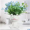 Vases Résine Grenouille En Forme De Planteur Drôle Cactus Sucent Fleur Vase Pot Figurine Ornement Drop Livraison Maison Jardin Homefavor Dht01