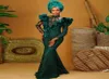 Hunter verde aso ebi estilo vestidos de baile mangas compridas africano sereia vestido de noite babados renda elegante nigeriano vestidos formais7237841