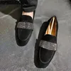 Повседневная обувь Deluxe Нубук 45 Европейские лоферы с бриллиантами и драгоценными камнями Последние мужские без шнуровки большого размера с квадратным носком и кристаллами со стразами в винтажном стиле на плоской подошве