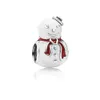 S925 Silver Happy Snowman White And Red Enamel Fit Pendant Bead Bracelet Jewelry 791406ENMX Fashion Jewelry