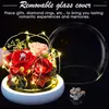 Fleurs décoratives fleur de rose éternelle préservée dans un dôme de verre amovible avec boîte-cadeau lumineuse LED pour anniversaire Saint-Valentin pour toujours