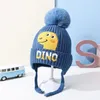 Berets Kid Dinosaur Hats For Boys And Girls Jacquard Knitted Hat Cute Baby Ear Protection Plus Velvet Warm Woolen Autumn A
