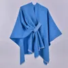 Scarves Colorblock Scarf Double-sided Pure Color Irregular Open Front Bat Sleeve Cardigan For Women Winter Fall Cape Thick Warm Shawl