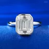 Cluster Ringen Solitaire Asscher Cut Moissanite Diamond Ring Real 925 Sterling Silver Party Wedding Band Voor Vrouwen Belofte Sieraden