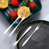 Tenedores 10 PCS Tenedor de fruta de acero inoxidable de dos púas Hogar Durable Mini Anti-escaldado Pastel de postre a prueba de óxido