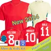 Wales 24 25 Football Jerseys Wilson Ramsey Bale New 2024 National Team 2025 Soccer Shirt Men Kids Kit Full Set Home Red Away Yellow Men's Uniform Brooks Johnson