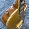 Guitarra elétrica personalizada, corpo de madeira maciça dourada, escala de jacarandá, captador P90, frete grátis