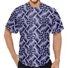 Casual shirts voor heren Zomer Heren honkbalshirt 2024 Polynesische tribale kleding Samoa Wit Fiji Masi Tapa Print Knop T-shirt met korte mouwen