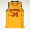 كلية NCAA 1985 Maryland Terps 34 Len Bias Jersey Men University Red Yellow White Basket