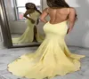 Yellow Sexy Dresses Mermaid Prom Dress 2022 Halter Side Split Open Back Chiffon Dresses Evening Wear Party paolo sebastian Formal 4419015