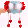 Hair Accessories 2Pcs Year Tassel Clip Handmade Faux Fur Ball Hairpins Glitter Velvet Barrettes Kids Headwear