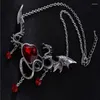 Chains Women Fashion Gothic Heart-shaped Zircon Dragon Pendant Necklace Creative Metal Party Jewelry Accessories For