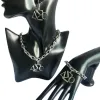 Charme feito à mão grego irmandade moda clássico colar de aço inoxidável conjunto de brincos temperamento