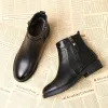 Botas de inverno botas tornozelas mulheres preto quente e coreano versão lateral botas de algodão fêmea plana chelsea botas sênis curtos